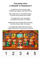 Aperçu - Apprentissages en autonomie - Jeu de doigts de Noël : Cinq petits lutins (maternelle, CP) - Page de couverture
