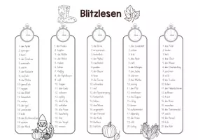 Vorschau - Arbeitsblätter - Blitzlesen - 100 Herbstwörter Leseförderung - Seite 1