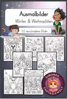 Vorschau - Mal- und Bastelvorlagen - Ausmalbilder Winter & Weihnachten – 52 Motive - Deckblatt