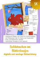 Vorschau - Mal- und Bastelvorlagen - Anleitung Kunstbild "Eichhörnchen im Blätterhaufen" - Deckblatt