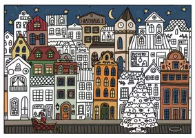 Vorschau - Mal- und Bastelvorlagen - Weihnachtsstadt Adventskalender, Malvorlage - Seite 2