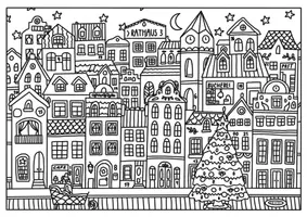 Vorschau - Mal- und Bastelvorlagen - Weihnachtsstadt Adventskalender, Malvorlage - Seite 3
