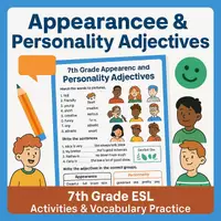 Aperçu - Apprentissages en autonomie - 7th Grade Appearance and Personality Adjectives | ESL - Page de couverture