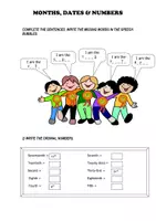 Aperçu - Tests - Months, Dates & Numbers for Kids | Ordinal & Cardinal Numbers + Special Days - Page 1