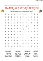 Vista previa - Hojas de trabajo - Materials Wordsearch! - página 1