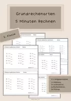 Vorschau - Arbeitsblätter - 5 Minuten Kopfrechnen Grundrechenarten - Deckblatt