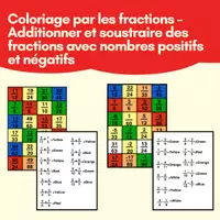 Aperçu - Cartes d'exercices - Coloriage par les fractions : addition et soustractions - Page de couverture
