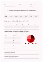 Vorschau - Arbeitsblätter - Kleiner Leistungsnachweis Mathematik - Prozent - Deckblatt