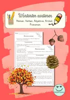 Vorschau - Arbeitsblätter - Wortarten sortieren - Thema Herbst - Deckblatt