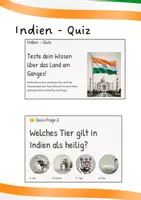 Vorschau - Präsentationen/Tafelbilder - Kurzes Indien Quiz - Multiple Choice, Wahr/Falsch, „Was passt nicht?“ - Deckblatt