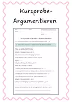 Vorschau - Klassenarbeiten - Kurzprobe zu Hörverstehen & Argumentieren (Mittelschule) - Deckblatt