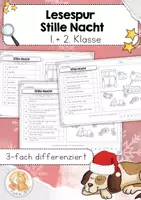 Vorschau - Arbeitsblätter - Lesespur Weihnachten – Stille Nacht | Lesetraining, Lesen Deutsch 1./2. Klasse | mit Lösung - Deckblatt