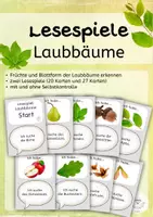 Vorschau - Spiele - Lesespiele Laubbäume - Früchte und Blattformen erkennen und spielerisch üben - Deckblatt