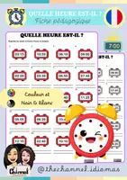 Vista previa - Hojas de trabajo - QUELLE HEURE EST-IL ? – Fiche pédagogique - Portada