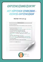 Vorschau - Arbeitsblätter - Entscheidungsdiktat: Wörter mit d, g, b - Deckblatt