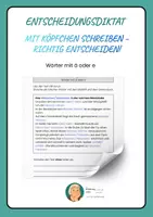 Vorschau - Arbeitsblätter - Entscheidungsdiktat: Wörter mit ä oder e - Deckblatt