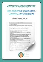 Vorschau - Arbeitsblätter - Entscheidungsdiktat: Wörter mit hn, hm, hl - Deckblatt