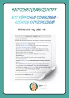 Vorschau - Arbeitsblätter - Entscheidungsdiktat: Wörter mit ng oder nk - Deckblatt