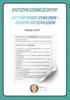 Vorschau - Arbeitsblätter - Entscheidungsdiktat: Wörter mit ß - Deckblatt