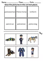 Vorschau - Arbeitsblätter - Match words & stick on: Polizei / Police - Englisch (Schneiden und Kleben) - Seite 1