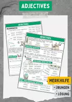 Vorschau - Arbeitsblätter - Adjectives - Merkhilfe / Übung + Lösung - Deckblatt