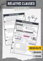 Vorschau - Arbeitsblätter - Relative Clauses - Merkhilfe / Übungen + Lösung - Deckblatt