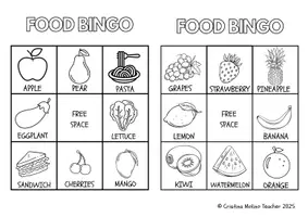 Vista previa - Juegos / Gamificación - FOOD BINGO FOR ESL - página 2