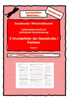 Vorschau - Arbeitsblätter - 5 Grundpfeiler der Demokratie / Parteien - Leistungskontrolle zur polit. Grundordnung - Deckblatt
