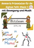 Vorschau - Präsentationen/Tafelbilder - Animierte Präsentation Blitzlesen A M L I N für Klasse 1 - Deckblatt