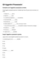 Vorschau - Arbeitsblätter - Esercizi sugli aggettivi possessivi / Italienische Possessivadjektive - Seite 1
