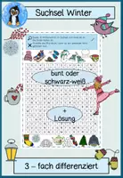 Vorschau - Arbeitsblätter - Winter-Suchsel | 16 Winterwörter | Rätselspaß für den Winter | 3-fach differenziert - Deckblatt