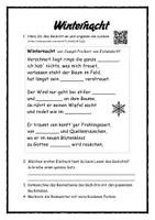 Vorschau - Stundenentwürfe - Winternacht - Joseph Freiherr von Eichendorff - ein Wintergedicht untersuchen - Seite 1