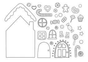 Vorschau - Mal- und Bastelvorlagen - Lebkuchenhaus selber gestalten / Bastelvorlage - Seite 2