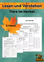 Vorschau - Arbeitsblätter - Lesetexte Herbst – Tiere im Herbst lesen & verstehen | Richtig oder falsch + Lösungswort | 2. Klasse - Deckblatt