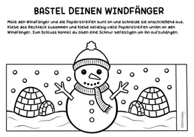 Vorschau - Arbeitsblätter - Windspiel zum Ausmalen & Basteln für den Winter - Windfänger Bastelvorlagen - Seite 1