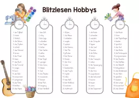 Vorschau - Arbeitsblätter - Blitzlesen - 100 Hobby Wörter - Seite 2