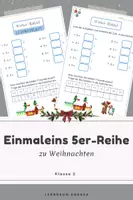 Vorschau - Stationenlernen - Einmaleins 5er-Reihe – Weihnachtsrätsel Mathematik 2. Klasse mit Lösungswort - Deckblatt