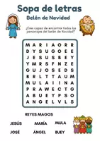 Vista previa - Juegos / Gamificación - SOPA DE LETRAS 1º y 2º CICLO. BELÉN DE NAVIDAD - página 1