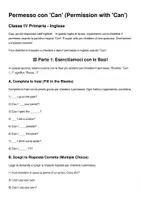 anteprima - Esercizi - Chiedere il Permesso in Inglese con 'Can' per la Classe IV Primaria - Pagina di copertina