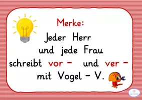 Vorschau - Poster - Rechtschreibung Merksatz Vorsilben ver vor Rechtschreibregel Tafelmaterial - Seite 2