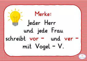 Vorschau - Poster - Rechtschreibung Merksatz Vorsilben ver vor Rechtschreibregel Tafelmaterial - Seite 3