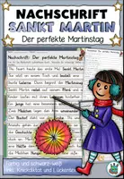 Vorschau - Arbeitsblätter - Nachschrift "Der perfekte Martinstag" + Knickdiktat und Lückentext DaZ / Deutsch - Deckblatt