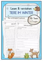 Vorschau - Arbeitsblätter - Lesen und verstehen: Tiere im Winter / Klasse 2/3 - Deckblatt