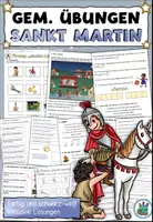 Vorschau - Arbeitsblätter - Gemischte Übungen "Sankt Martin" Dreifach differenziert DaZ / Deutsch - Deckblatt