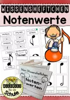 Vorschau - Arbeitsblätter - Wissensheftchen Notenwerte Musik Grundschule (Klasse 2–4) – Miniheft zu Viertelnote, Achtelnote & Pausen - Deckblatt