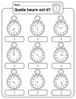Aperçu - Apprentissages en autonomie - Lire l’heure à la minute près (par tranches de 5 minutes) - Page 1