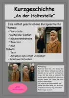 Vorschau - Stundenentwürfe - Kurzgeschichte "An der Haltestelle" - Vorurteile, kulturelle Vielfalt, Toleranz, Mut - Deckblatt
