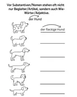 Vorschau - Arbeitsblätter - Zwischen Artikel und Nomen können Adjektive stehen - Deckblatt