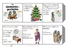 Vorschau - Arbeitsblätter - Leporello Weihnachtsgeschichte Klasse 1 Weihnachten Ethik Religion Freiarbeitsmaterial Xmas - Seite 1