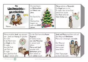 Vorschau - Mal- und Bastelvorlagen - Leporello Weihnachtsgeschichte Klasse 2 Weihnachten Freiarbeitsmaterial Ethik Religion Xmas - Seite 1